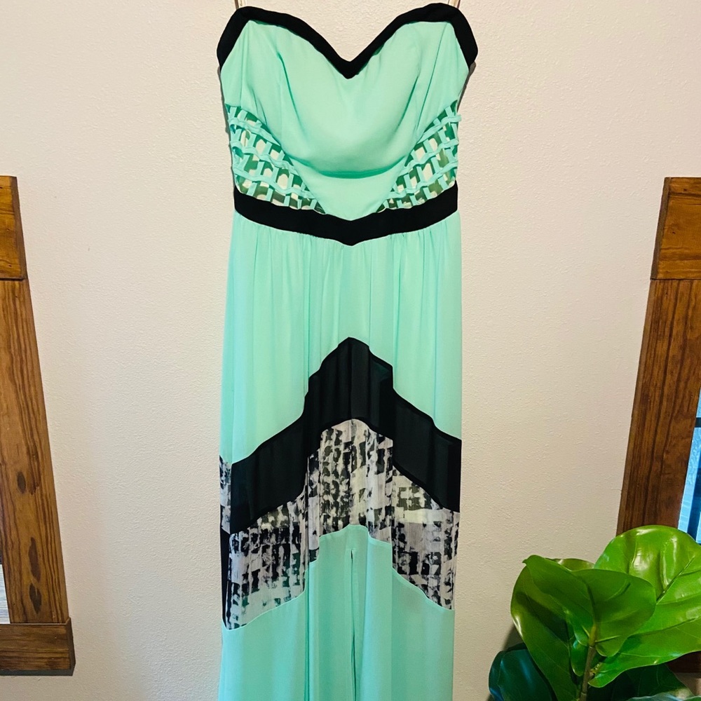 Strapless neon maxi dress